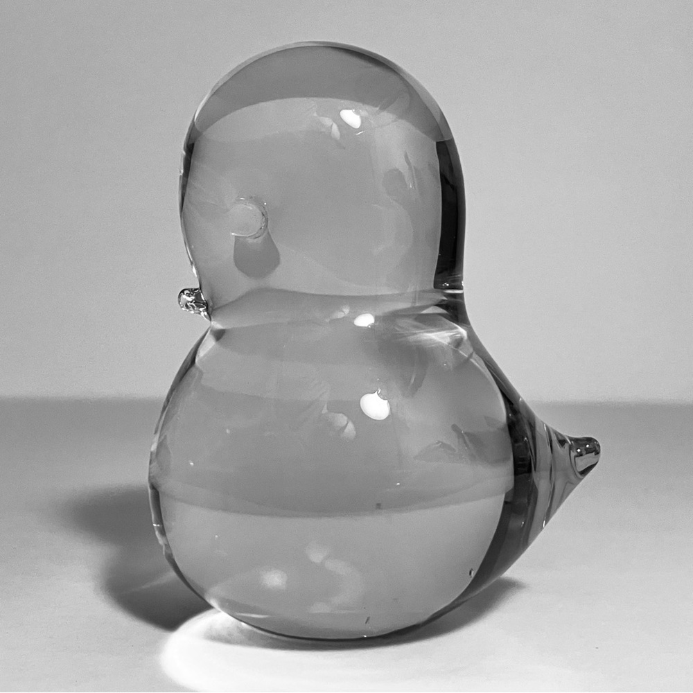 Vintage FM KONSTGLAS Ronneby Duckling / SOLID SWEDISH CRYSTAL / Original Sticker